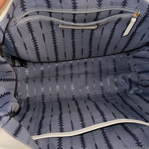 Thacker Eggshell Gold Terry Tote Work Bag Purse Cream Leather w/ Wallet - Picture 12 of 16